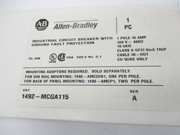 ALLEN BRADLEY 1492-MCGA115 SER. A 120VAC 15A NSMP