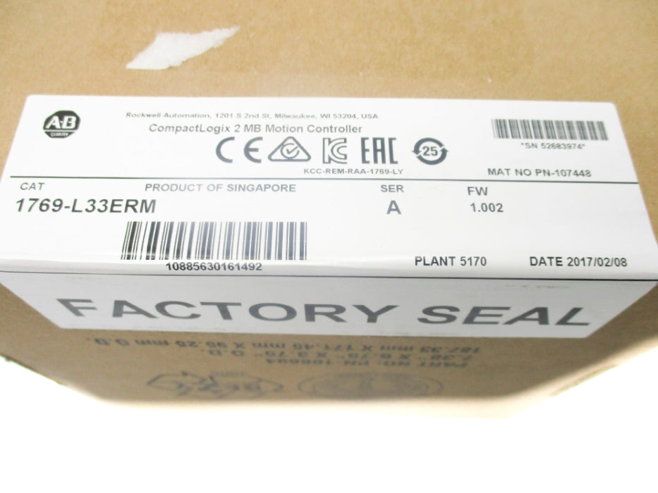 ALLEN BRADLEY 1769-L33ERM SER. A F/W 1.002 DATE: 2017 NSFS