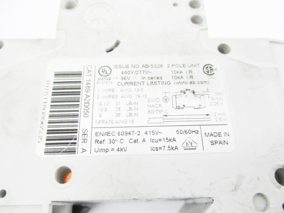ALLEN BRADLEY 1489-A2D050 SER. A 277V 5A NSNP