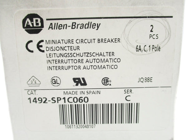 ALLEN BRADLEY 1492-SP1C060 SER. C 240/415VAC 6A (PKG OF 2) NSMP