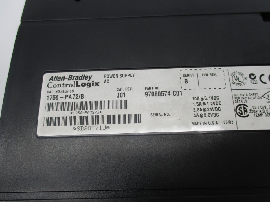 ALLEN BRADLEY 1756-PA72 SER. B 120/240VAC NSNP