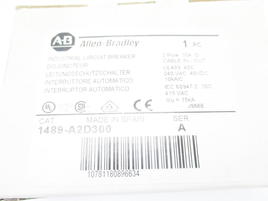 ALLEN BRADLEY 1489-A2D300 SER. A 240VAC/48VDC 30A NSMP