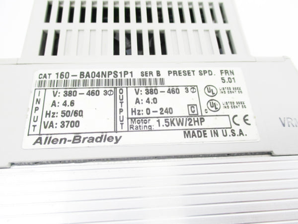 ALLEN BRADLEY 160-BA04NPS1P1 SER. B F/W 5.01 380-460V 4.6A NSNP