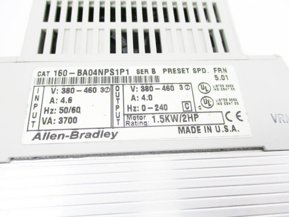 ALLEN BRADLEY 160-BA04NPS1P1 SER. B F/W 5.01 380-460V 4.6A NSNP