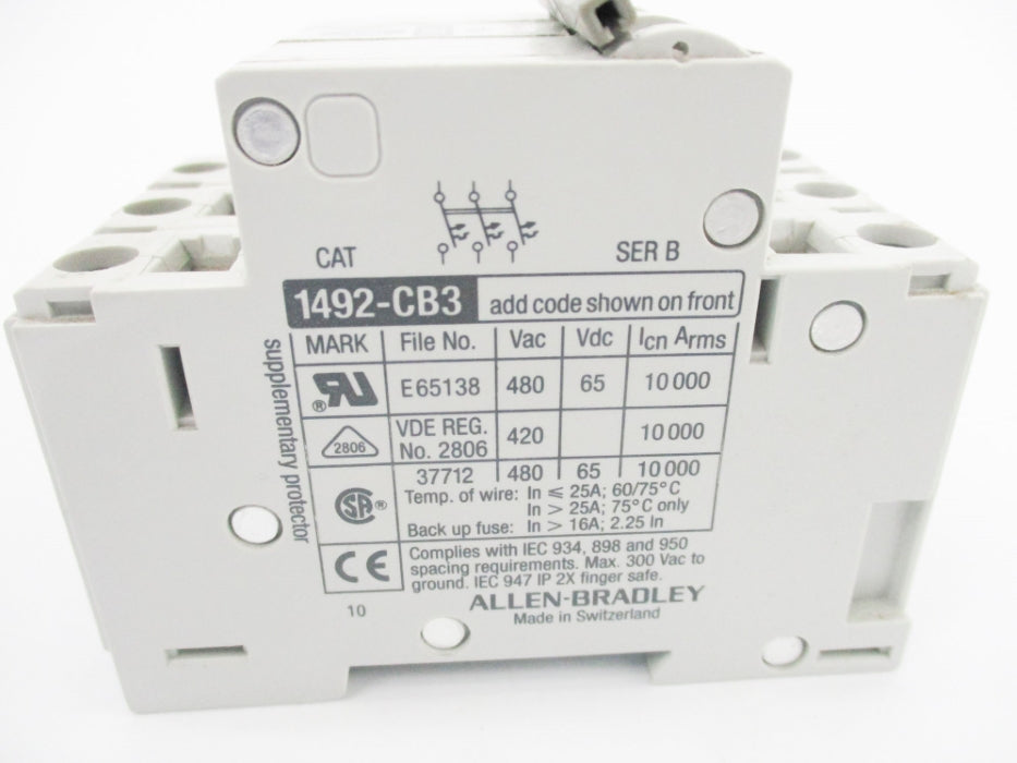 ALLEN BRADLEY 1492-CB3G050 SER. B  480V 5A NSNP