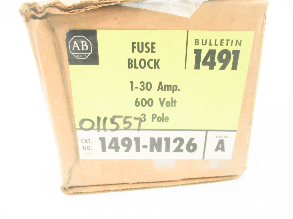 ALLEN BRADLEY 1491-N126 SER. A 600V 30A (PKG OF 2) (BR/YL) NSMP