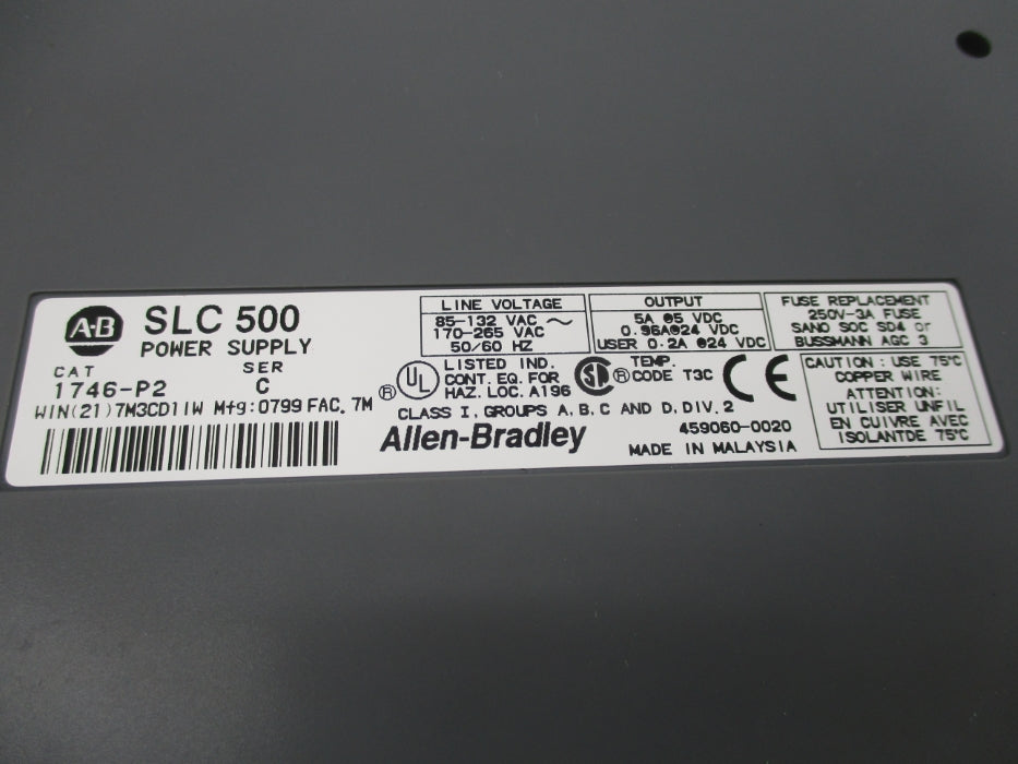ALLEN BRADLEY 1746-P2 SER. C 170-265VAC 5A NSNP