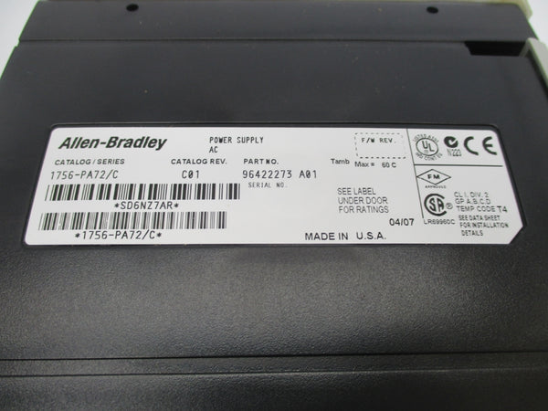 ALLEN BRADLEY 1756-PA72 SER. C 120/240VAC 10A NSNP