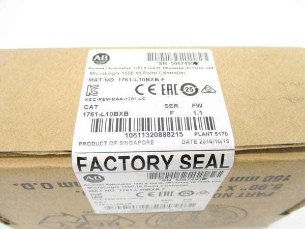 ALLEN BRADLEY 1761-L10BXB SER. F F/W 1.1 DATE: 2016 NSFS