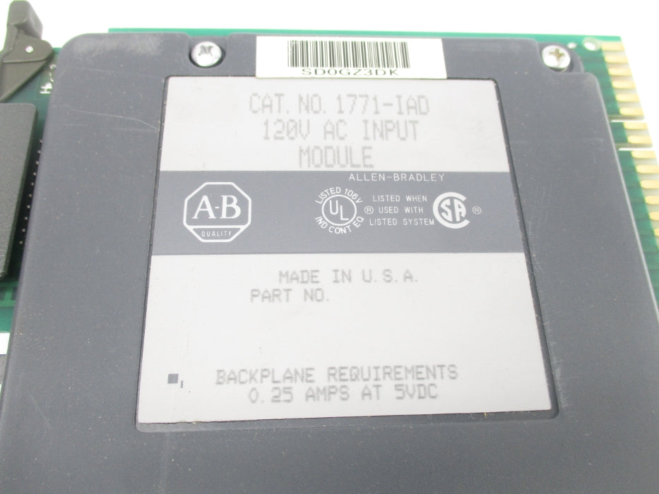 ALLEN BRADLEY 1771-IAD 120VAC 0.25A UNMP