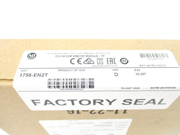 ALLEN BRADLEY 1756-EN2T SER. D F/W 10.007 DATE: 2017 NSFS