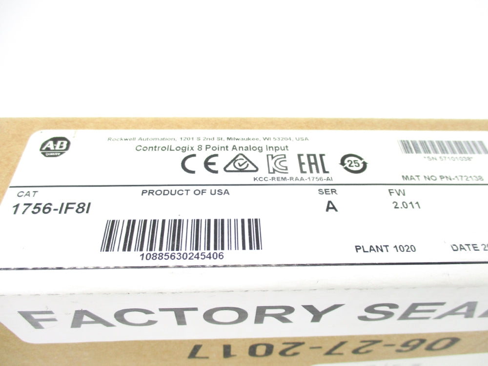 ALLEN BRADLEY 1756-IF8I SER. A F/W 2.011 DATE: 2017 NSFS