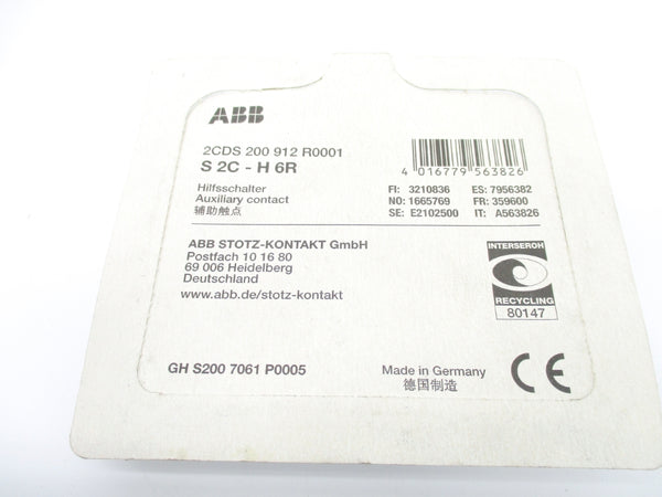 ABB 2CDS200912R0001 S2C-H6R S2C-H6R 230VAC 2A NSMP