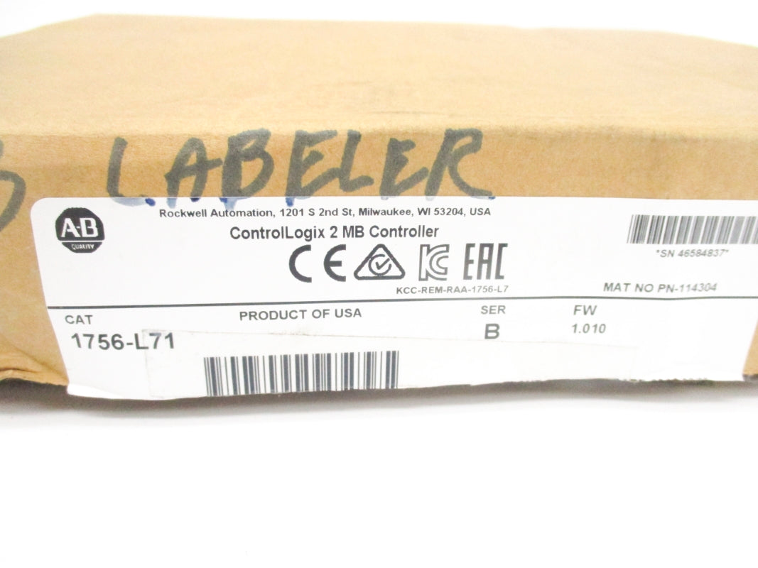 ALLEN BRADLEY 1756-L71 SER. B F/W 1.010 (NO KEY) NSMP