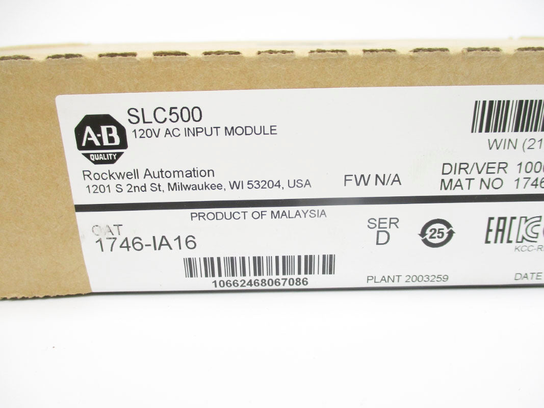 ALLEN BRADLEY 1746-IA16 SER. D DATE: 2017 120VAC NSFS