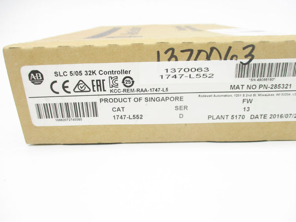 ALLEN BRADLEY 1747-L552 SER. D F/W 13 DATE: 2016 NSFS