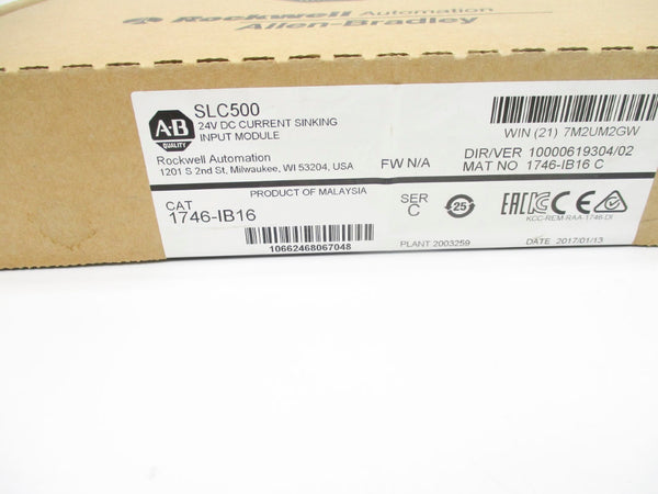 ALLEN BRADLEY 1746-IB16 SER. C DATE: 2017 24VDC NSFS