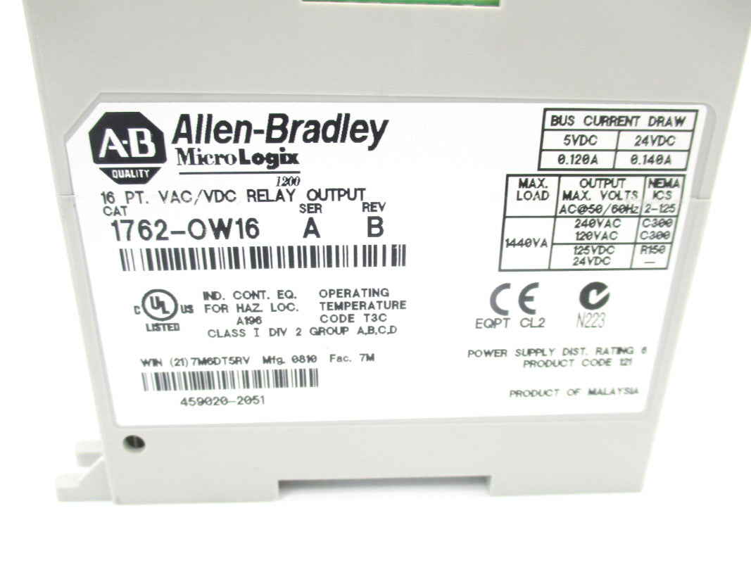 ALLEN BRADLEY 1762-OW16 SER. A 24VDC (AS PICTURED) NSNP