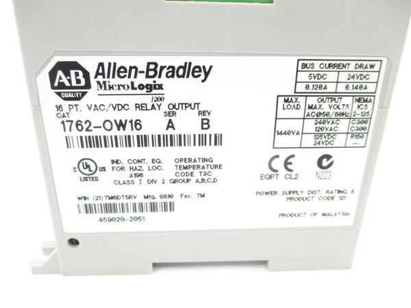 ALLEN BRADLEY 1762-OW16 SER. A 24VDC (AS PICTURED) NSNP