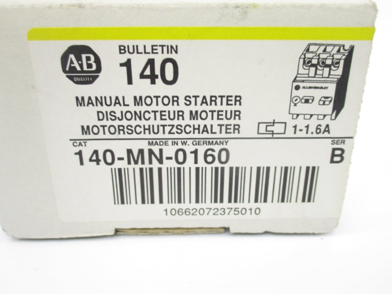 ALLEN BRADLEY 140-MN-0160 SER. B 690V 1-1.6A (WH/YL) NSMP
