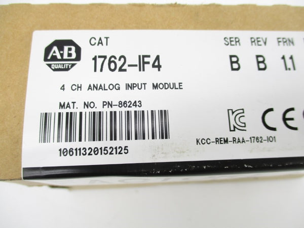 ALLEN BRADLEY 1762-IF4 SER. B F/W 1.1 DATE: 2012 NSFS
