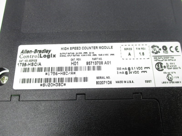 ALLEN BRADLEY 1756-HSC SER. A 24VDC F/W 1.6 (NO DOOR/TERMINAL) NSNP