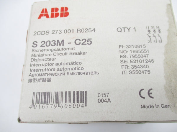 ABB 2CDS273001R0254 S203M-C25 400V 25A NSMP