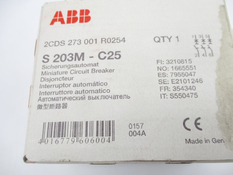 ABB 2CDS273001R0254 S203M-C25 400V 25A NSMP