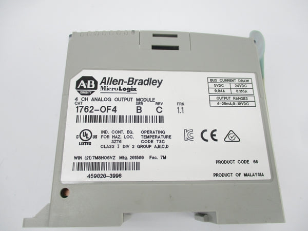 ALLEN BRADLEY 1762-OF4 SER. B 24VDC 0.165A F/W 1.1 NSNP