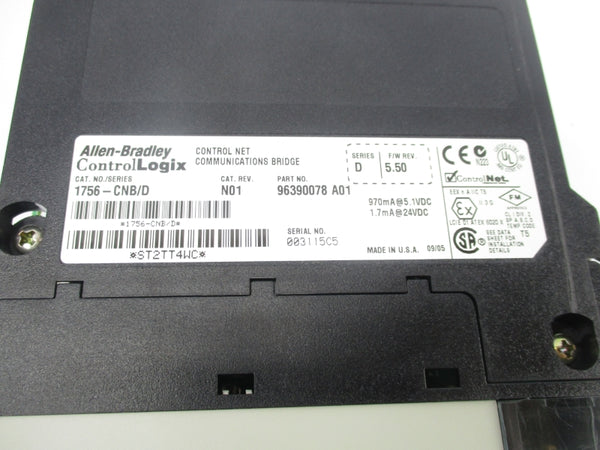 ALLEN BRADLEY 1756-CNB SER. D 24VDC F/W 5.50 NSNP