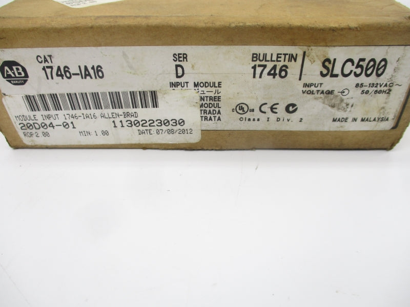 ALLEN BRADLEY 1746-IA16 SER. D 85-132VAC (NO DOOR) NSMP