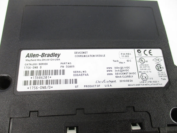 ALLEN BRADLEY 1756-DNB SER. D F/W 11.003 24VDC NSNP