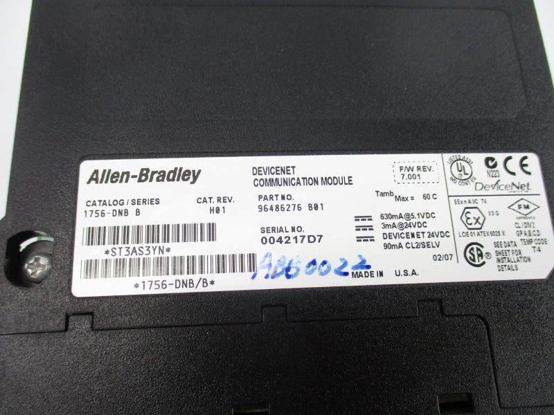 ALLEN BRADLEY 1756-DNB SER. B F/W 7.001 24VDC NSNP