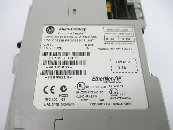 ALLEN BRADLEY 1769-L32E SER. A F/W 1.15 24VDC 0.66A NSNP