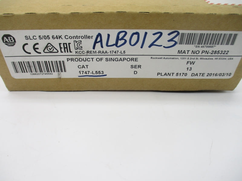ALLEN BRADLEY 1747-L553 SER. D F/W 13 24VDC 1A NSMP
