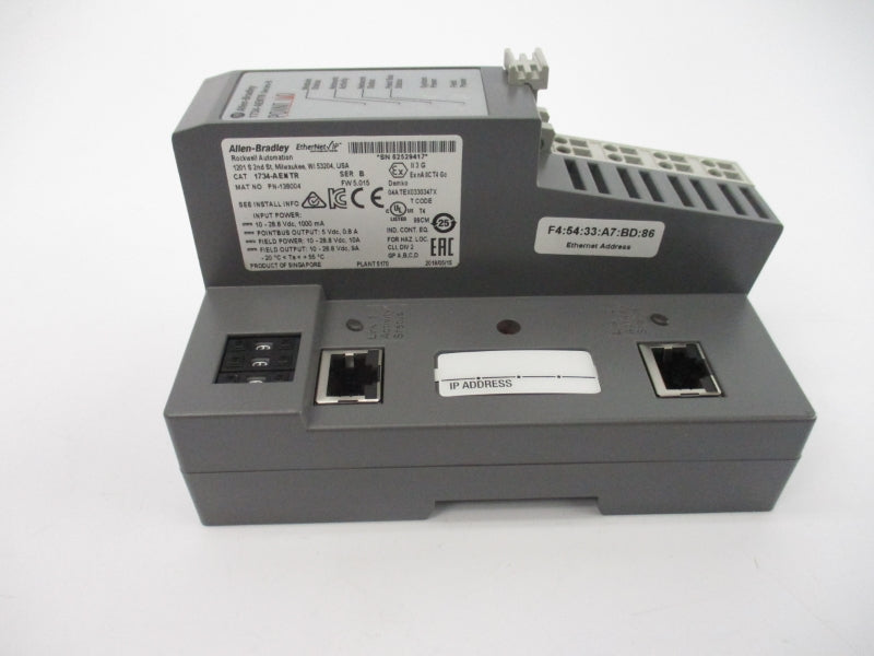 ALLEN BRADLEY 1734-AENTR SER. B F/W 5.015 10-28.8VDC 10A NSMP