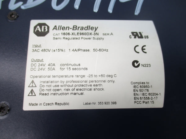 ALLEN BRADLEY 1606-XLE960DX-3N SER. A 480V 1.4A (AS PICTURED) NSNP