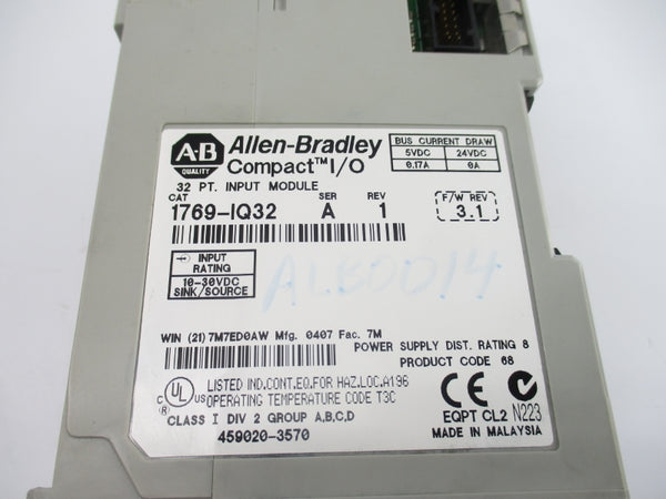 ALLEN BRADLEY 1769-IQ32 SER. A F/W 3.1 10-30VDC 0.17A (NO DOOR) NSNP