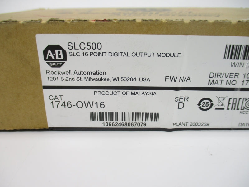 ALLEN BRADLEY 1746-OW16 SER. D 5-265VAC 7.5A (NO TERMINAL) NSMP