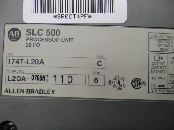 ALLEN BRADLEY 1747-L20A SER. C F/W 6 REMAN
