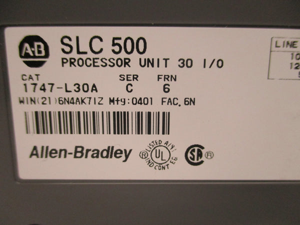 ALLEN BRADLEY 1747-L30A SER. C 120/240VAC 15A F/W 6 NSMP