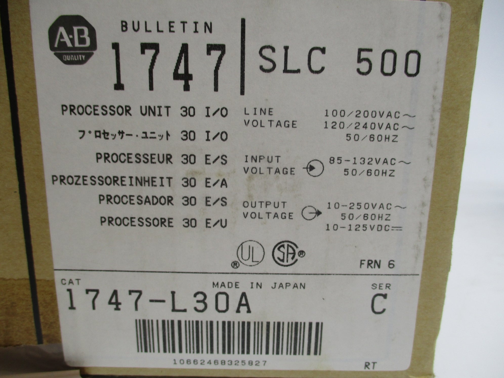 ALLEN BRADLEY 1747-L30A SER. C 120/240VAC 15A F/W 6 NSMP