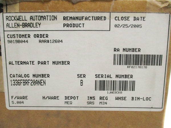 ALLEN BRADLEY 1336F-BRF20-AN-EN SER. B F/W 5.004 REMAN
