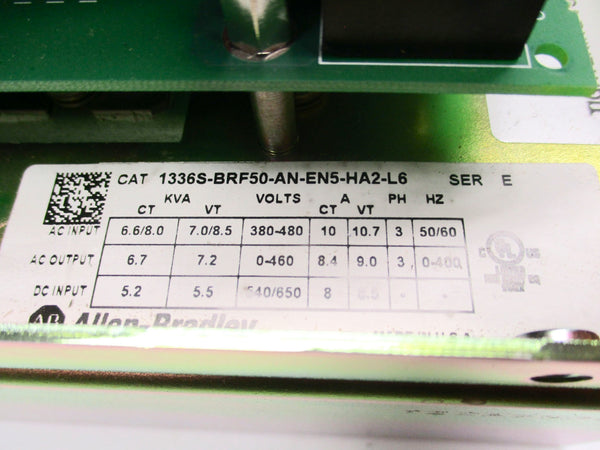 ALLEN BRADLEY 1336F-BRF50-AN-EN5-HA2-L6 SER. E F/W 5.01 REMAN