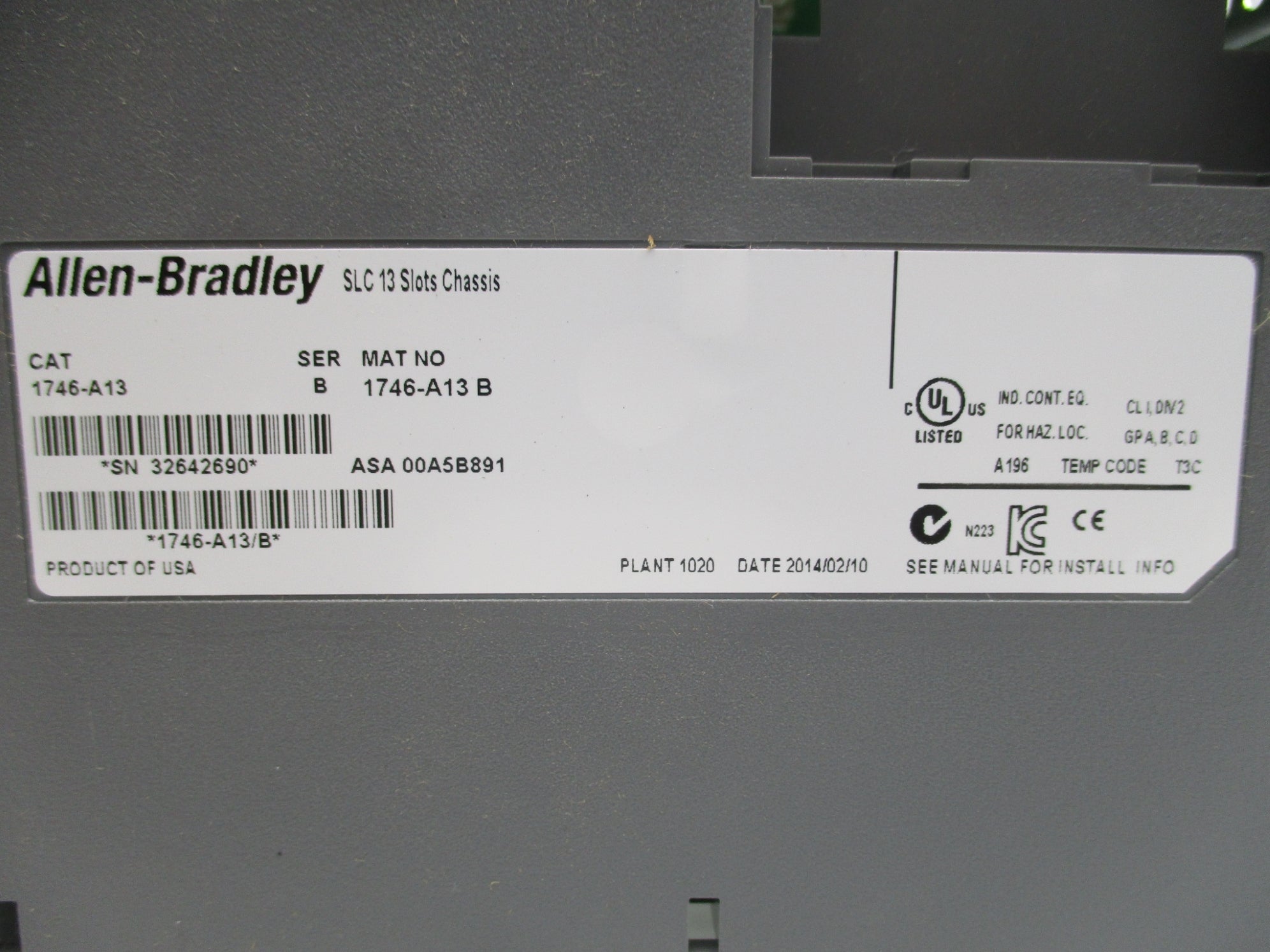 ALLEN BRADLEY 1746-A13 SER. B NSMP