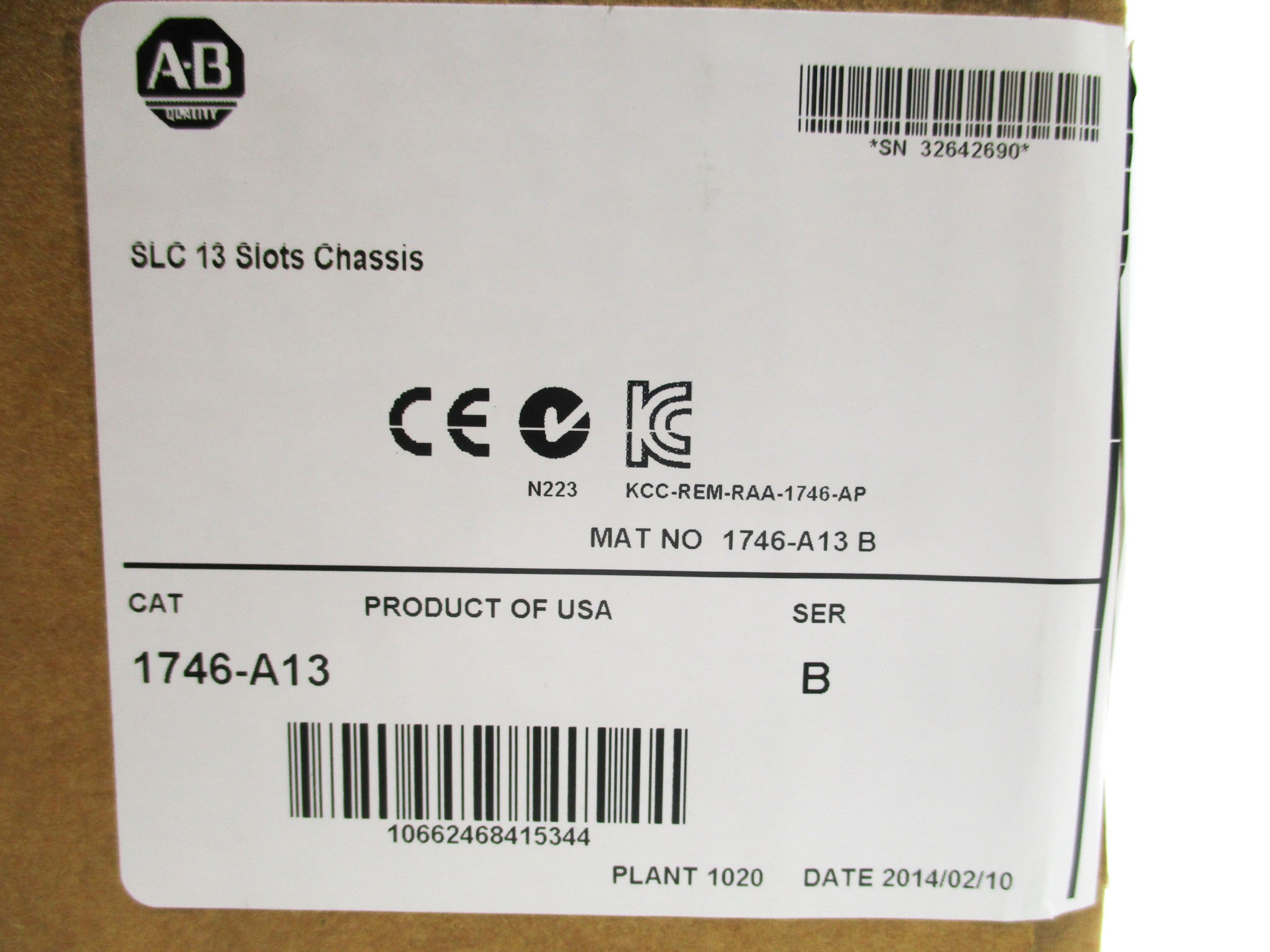 ALLEN BRADLEY 1746-A13 SER. B NSMP