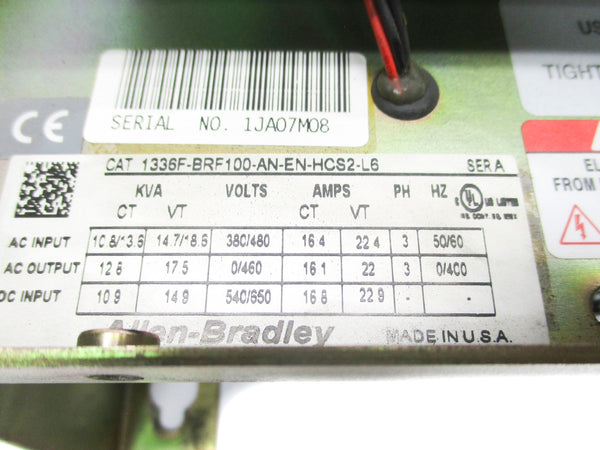 ALLEN BRADLEY 1336F-BRF100-AN-EN-HCS2-L6 SER. A UNMP