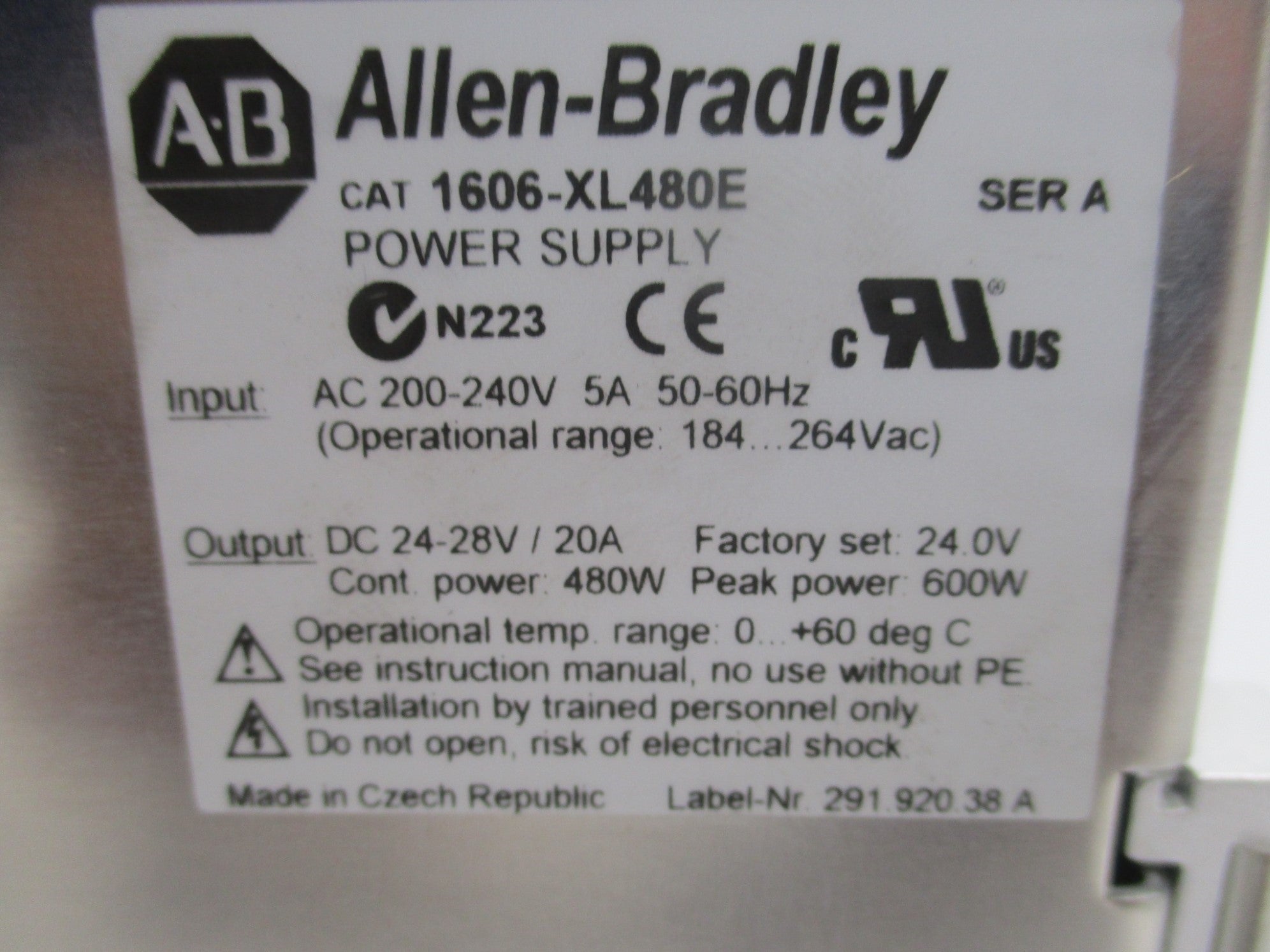 ALLEN BRADLEY 1606-XL480E SER. A (WH) NSMP