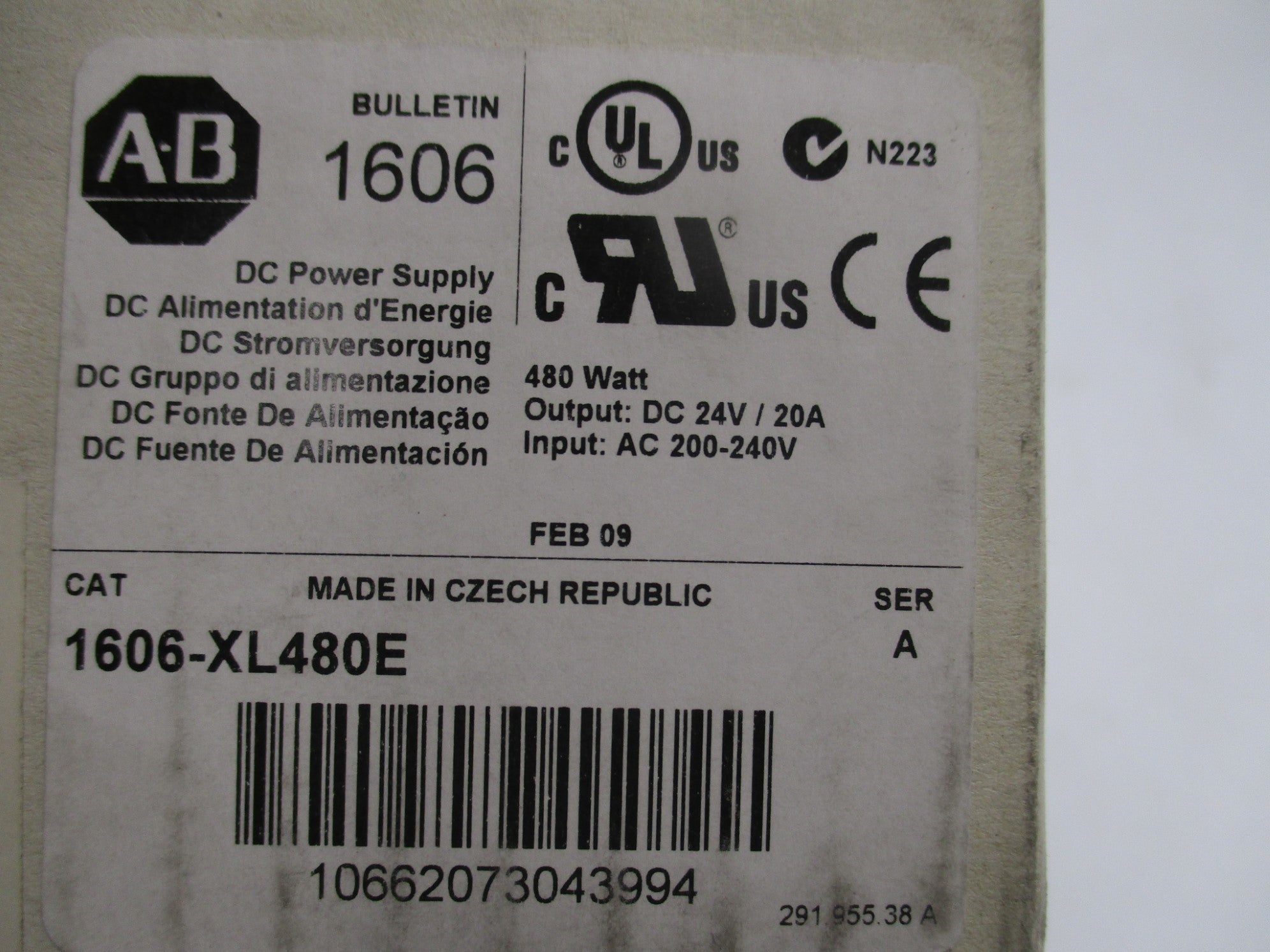 ALLEN BRADLEY 1606-XL480E SER. A (WH) NSMP