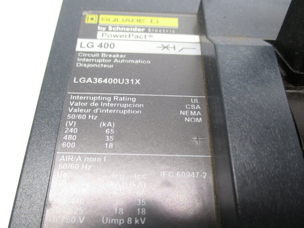 SQUARE D LGA36400U31X 600V 400A NSNP